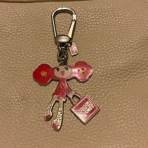 Coach POPPY Chan Red Metal Bag Charm w/rhinestones RARE